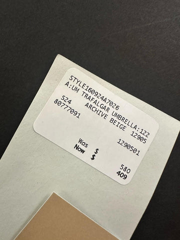 Burberry Trafalgar Folding Archive Beige Check Umbrella 80777091 NWT $580