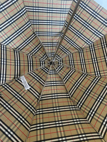 Burberry Trafalgar Folding Archive Beige Check Umbrella 80777091 NWT $580