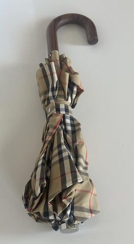 Burberry Trafalgar Folding Archive Beige Check Umbrella 80777091 NWT $580