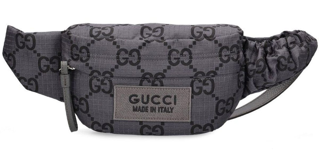 Gucci Maxi GG Logo Gray/Black Nylon Belt Bag 767934 IT NWT