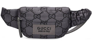 Gucci Maxi GG Logo Gray/Black Nylon Belt Bag 767934 IT NWT