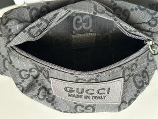 Gucci Maxi GG Logo Gray/Black Nylon Belt Bag 767934 IT NWT