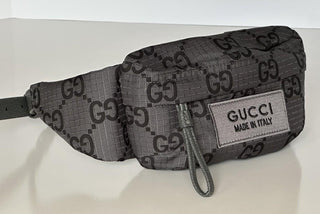 Gucci Maxi GG Logo Gray/Black Nylon Belt Bag 767934 IT NWT