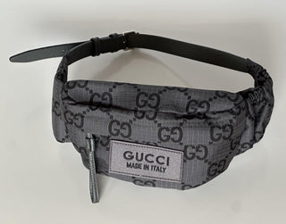 Gucci Maxi GG Logo Gray/Black Nylon Belt Bag 767934 IT NWT