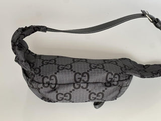 Gucci Maxi GG Logo Gray/Black Nylon Belt Bag 767934 IT NWT