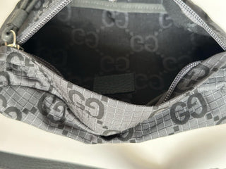 Gucci Maxi GG Logo Gray/Black Nylon Belt Bag 767934 IT NWT