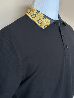 Versace Medusa Black/Gold Piquet Cotton Polo Shirt M 1012260 NWT