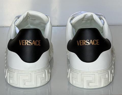 Versace Greek key Men's White/Black Leather Sneakers 12 US (45) 1014460 NIB $725