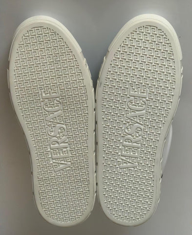 Versace Greek key Men's White/Black Leather Sneakers 12 US (45) 1014460 NIB $725