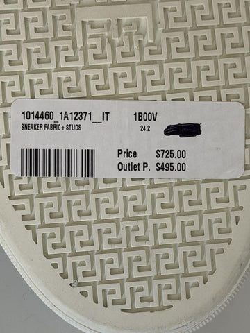 Versace Greek key Men's White/Black Leather Sneakers 12 US (45) 1014460 NIB $725