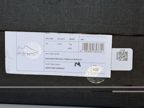 Versace Greek key Men's White/Black Leather Sneakers 12 US (45) 1014460 NIB $725