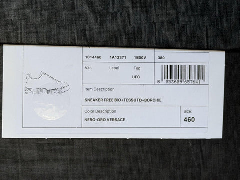 Versace Greek key Men's White/Black Leather Sneakers 13 US (46) 1014460 NIB $725