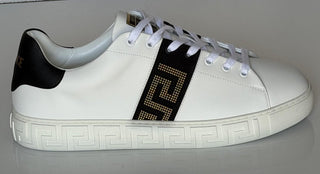 Versace Greek key Men's White/Black Leather Sneakers 13 US (46) 1014460 NIB $725