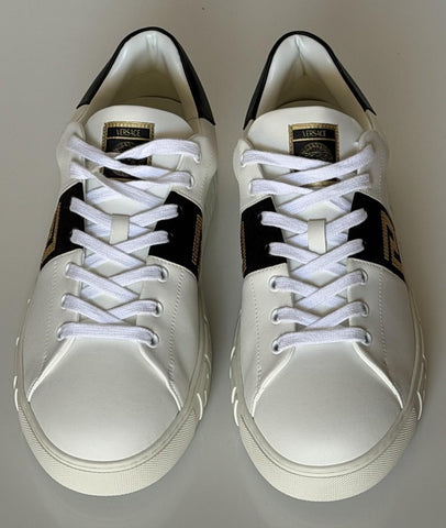 Versace Greek key Men's White/Black Leather Sneakers 13 US (46) 1014460 NIB $725