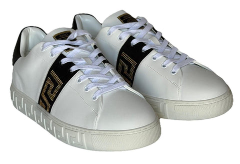 Versace Greek key Men's White/Black Leather Sneakers 13 US (46) 1014460 NIB $725