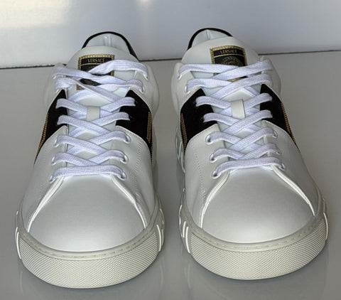 Versace Greek key Men's White/Black Leather Sneakers 13 US (46) 1014460 NIB $725