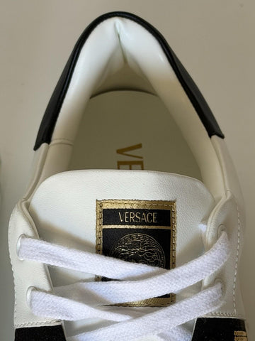 Versace Greek key Men's White/Black Leather Sneakers 13 US (46) 1014460 NIB $725