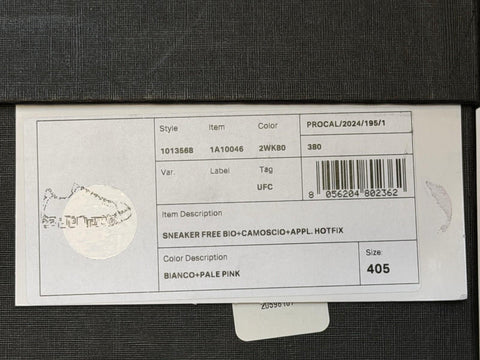 Versace Crystal Greek Women’s White/Pink Leather Sneakers 10.5 US 1013568 NIB