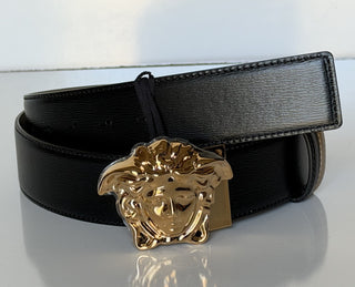 Versace Medusa-Buckle Reversible Leather Black/Brown Belt 90 (36) 1010325 NWT
