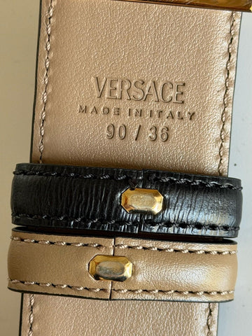 Versace Medusa-Buckle Reversible Leather Black/Brown Belt 90 (36) 1010325 NWT