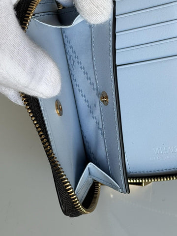 Versace Black Calf Leather Myth Zip Around Wallet 1016840 Made in Italy NWT $725