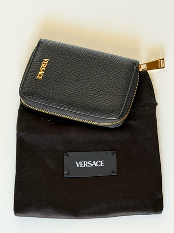 Versace Black Calf Leather Myth Zip Around Wallet 1016840 Made in Italy NWT $725