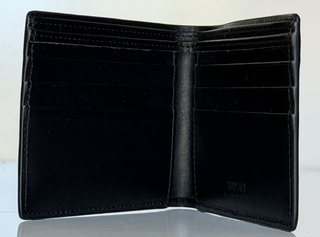 Versace Black Calf Leather Bifold Wallet 1006116 Made in Italy NWT $420