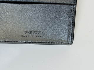 Versace Black Calf Leather Bifold Wallet 1006116 Made in Italy NWT $420