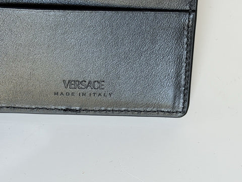 Versace Black Calf Leather Bifold Wallet 1006116 Made in Italy NWOT $420