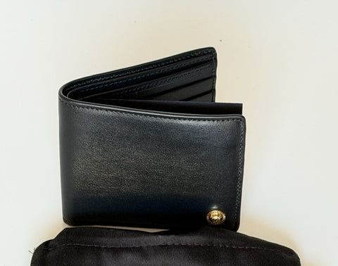 Versace Black Calf Leather Bifold Wallet 1006116 Made in Italy NWOT $420