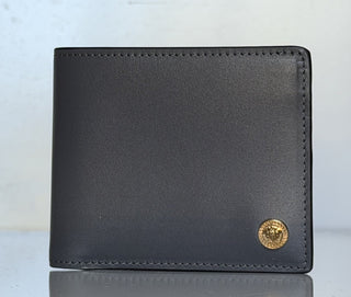 Versace Gray Calf Leather Bifold Wallet 1006116 Made in Italy NWT $420