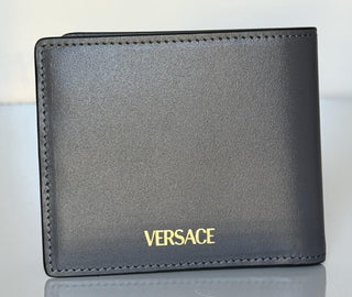 Versace Gray Calf Leather Bifold Wallet 1006116 Made in Italy NWT $420