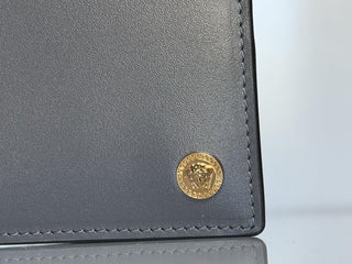 Versace Gray Calf Leather Bifold Wallet 1006116 Made in Italy NWT $420