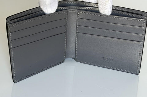Versace Gray Calf Leather Bifold Wallet 1006116 Made in Italy NWT $420