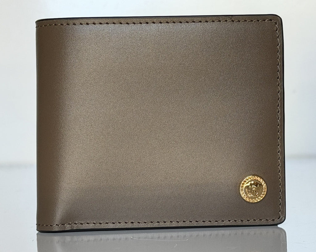 Versace Brown Calf Leather Bifold Wallet 1006116 Made in Italy NWT $420