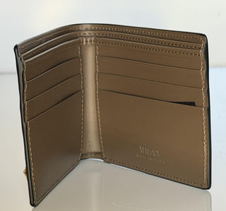 Versace Brown Calf Leather Bifold Wallet 1006116 Made in Italy NWT $420