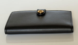 Versace Medusa Head Black Calf Leather Compact Card Wallet 1002897 Italy NWT
