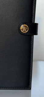 Versace Medusa Head Black Calf Leather Long Card Wallet 1002898 Italy NWT $625