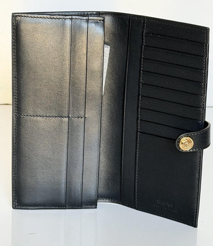 Versace Medusa Head Black Calf Leather Long Card Wallet 1002898 Italy NWT $625