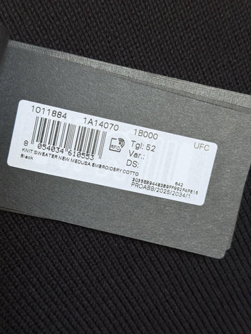 Versace Medusa Embroidered Knit Sweater Black 42 US (52 Eu) 1011884 NWT $1300