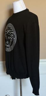 Versace Medusa Embroidered Knit Sweater Black 42 US (52 Eu) 1011884 NWT $1300