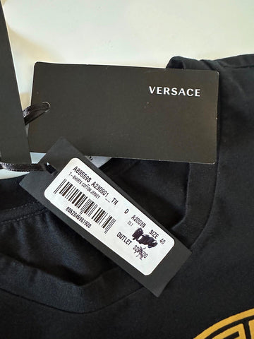 Versace Women's Gold Medusa Black Cotton Jersey T-Shirt 6 (40) A89559S NWT $475