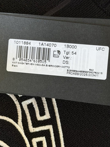 Versace Medusa Embroidered Knit Sweater Black 44 US (54 Eu) 1011884 NWT $1300