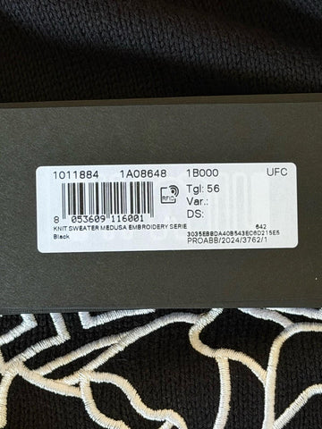 Versace Medusa Embroidered Knit Sweater Black 46 US (56 Eu) 1011884 NWT $1300
