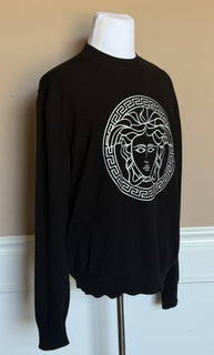 Versace Medusa Embroidered Knit Sweater Black 46 US (56 Eu) 1011884 NWT $1300