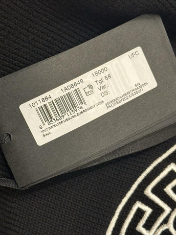 Versace Medusa Embroidered Knit Sweater Black 48 US (58 Eu) 1011884 NWT $1300