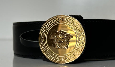 Versace Gold Medusa-Buckle Black Leather Belt 90 (36) Italy 1006276 NWOT $600