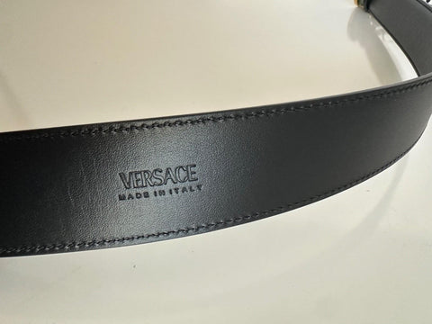 Versace Gold Medusa-Buckle Black Leather Belt 115 (46) Italy 1006276 NWT $600