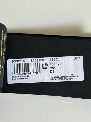 Versace Gold Medusa-Buckle Black Leather Belt 120 (48) Italy 1006276 NWT $600