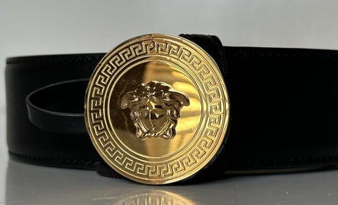Versace Gold Medusa-Buckle Black Leather Belt 120 (48) Italy 1006276 NWT $600